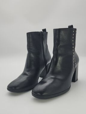 Marroqui Sanchez BLACK Leather Studded Ankle Boots Size 39